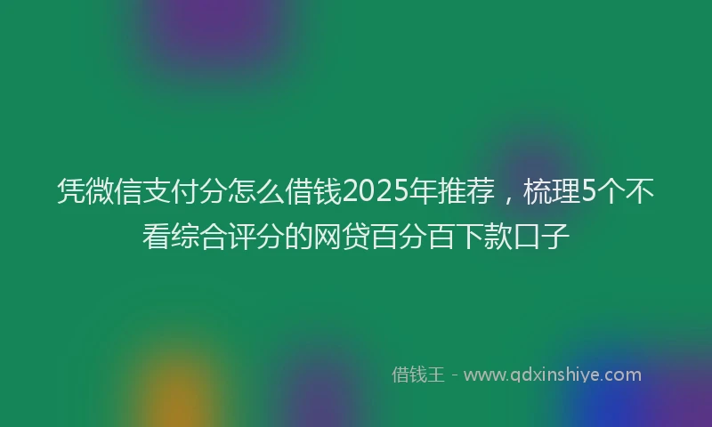 凭微信支付分怎么借钱2025年推荐，梳理5个不看综合评分的网贷百分百下款口子