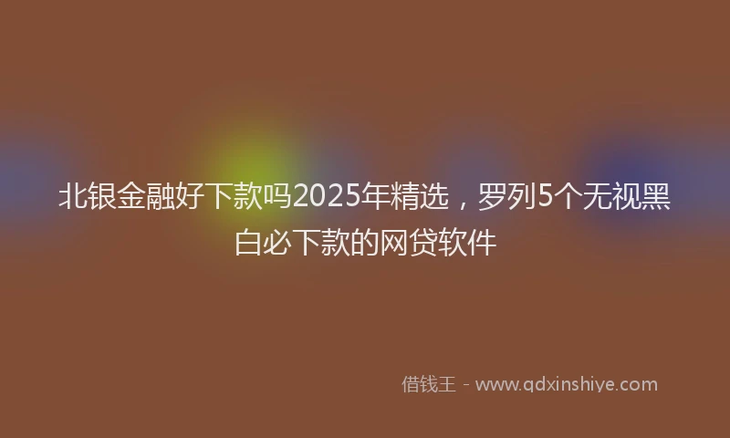北银金融好下款吗2025年精选，罗列5个无视黑白必下款的网贷软件