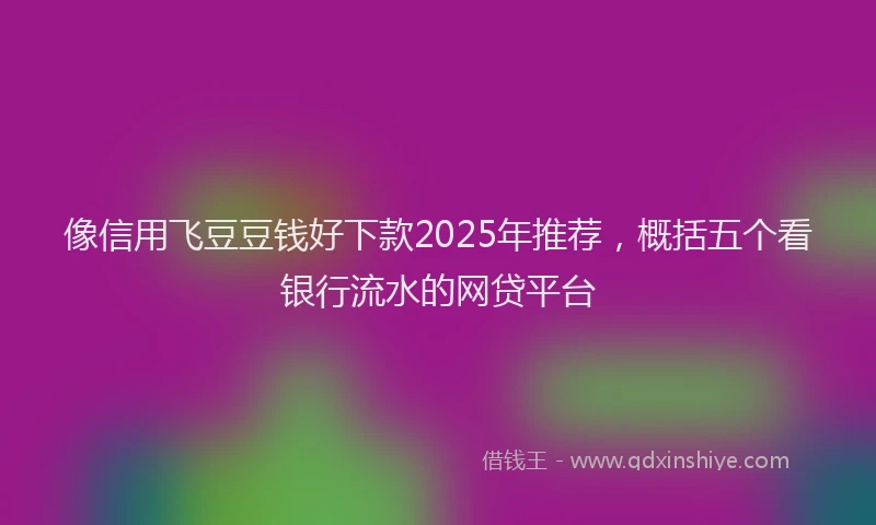 像信用飞豆豆钱好下款2025年推荐，概括五个看银行流水的网贷平台