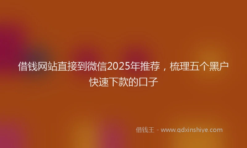 借钱网站直接到微信2025年推荐，梳理五个黑户快速下款的口子