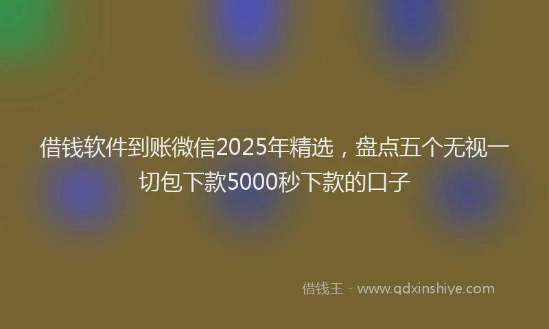借钱软件到账微信2025年精选，盘点五个无视一切包下款5000秒下款的口子