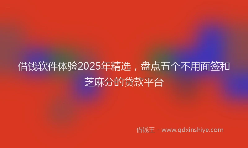 借钱软件体验2025年精选，盘点五个不用面签和芝麻分的贷款平台