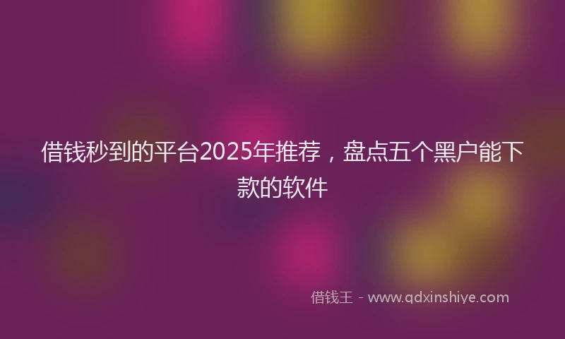 借钱秒到的平台2025年推荐，盘点五个黑户能下款的软件