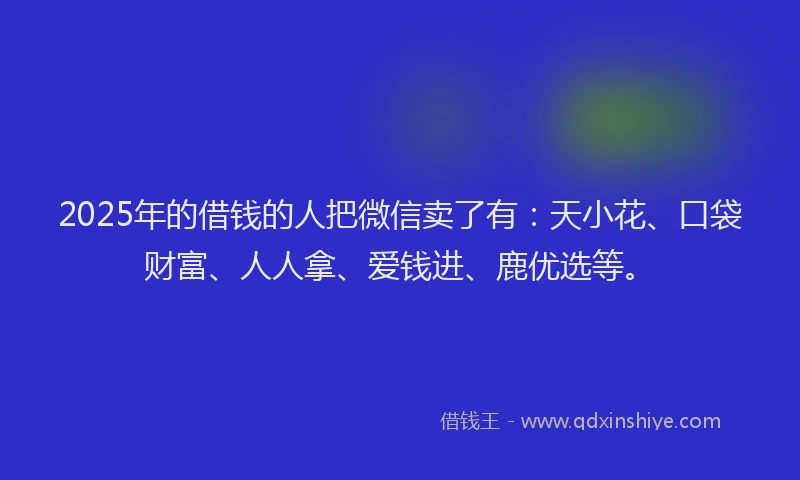 2025年的借钱的人把微信卖了有：天小花、口袋财富、人人拿、爱钱进、鹿优选等。