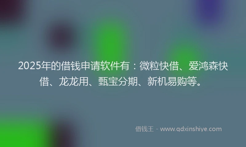 2025年的借钱申请软件有：微粒快借、爱鸿森快借、龙龙用、甄宝分期、新机易购等。