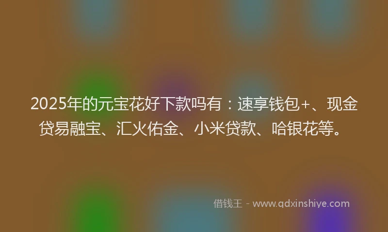 2025年的元宝花好下款吗有：速享钱包+、现金贷易融宝、汇火佑金、小米贷款、哈银花等。