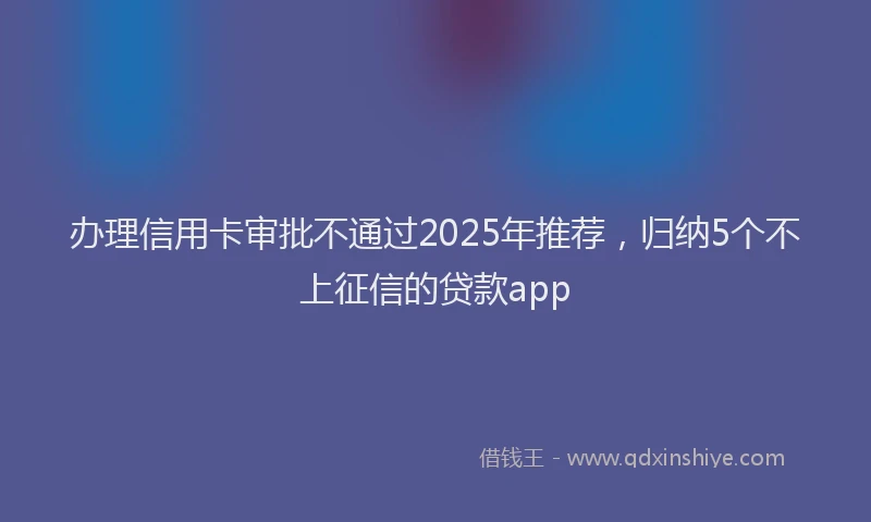 办理信用卡审批不通过2025年推荐，归纳5个不上征信的贷款app