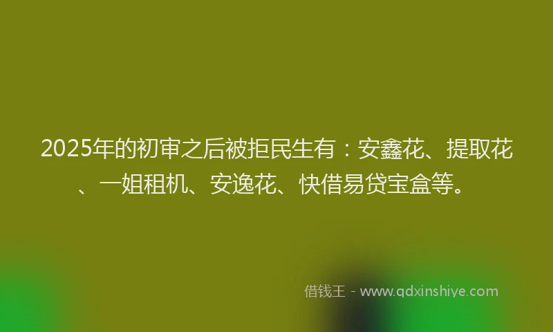 2025年的初审之后被拒民生有：安鑫花、提取花、一姐租机、安逸花、快借易贷宝盒等。