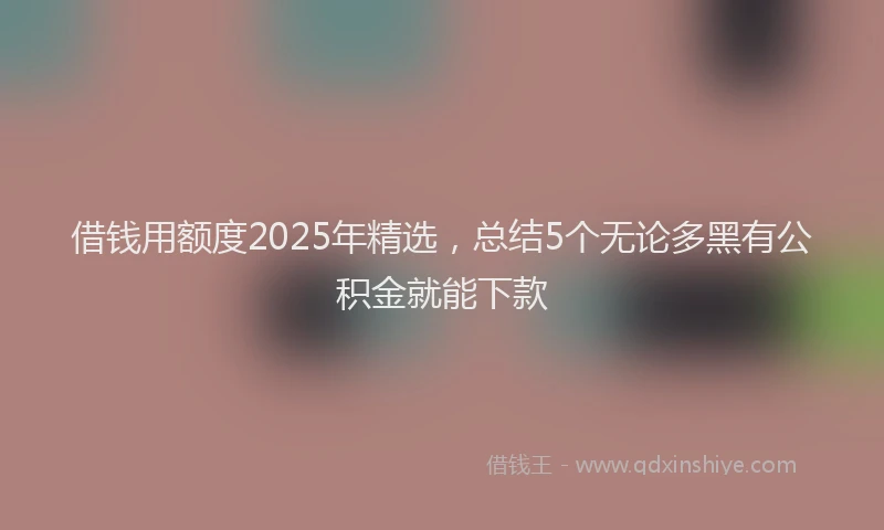 借钱用额度2025年精选，总结5个无论多黑有公积金就能下款