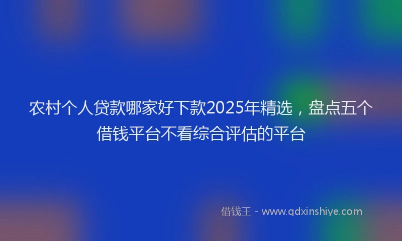 农村个人贷款哪家好下款2025年精选，盘点五个借钱平台不看综合评估的平台