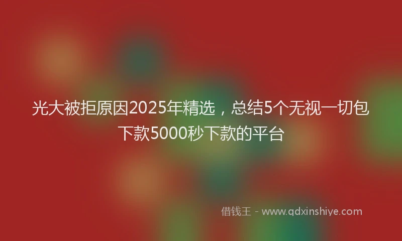光大被拒原因2025年精选，总结5个无视一切包下款5000秒下款的平台