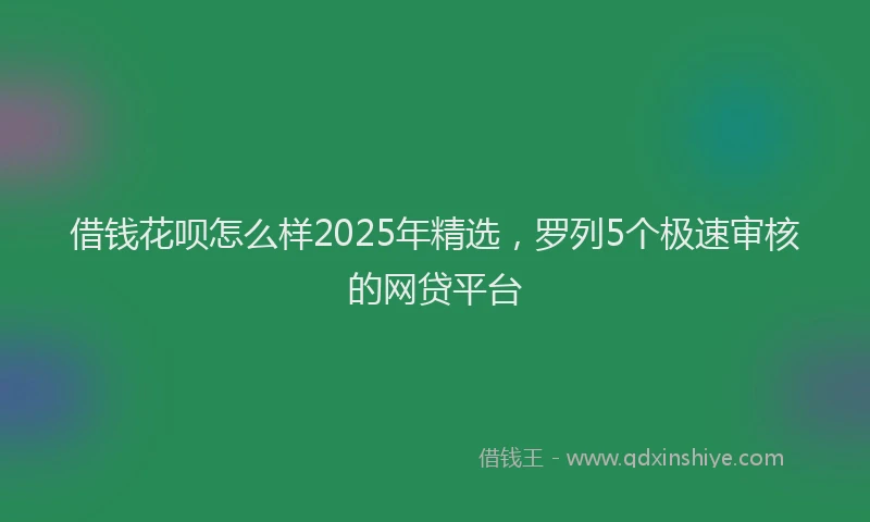 借钱花呗怎么样2025年精选，罗列5个极速审核的网贷平台