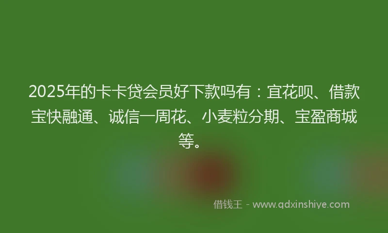 2025年的卡卡贷会员好下款吗有：宜花呗、借款宝快融通、诚信一周花、小麦粒分期、宝盈商城等。