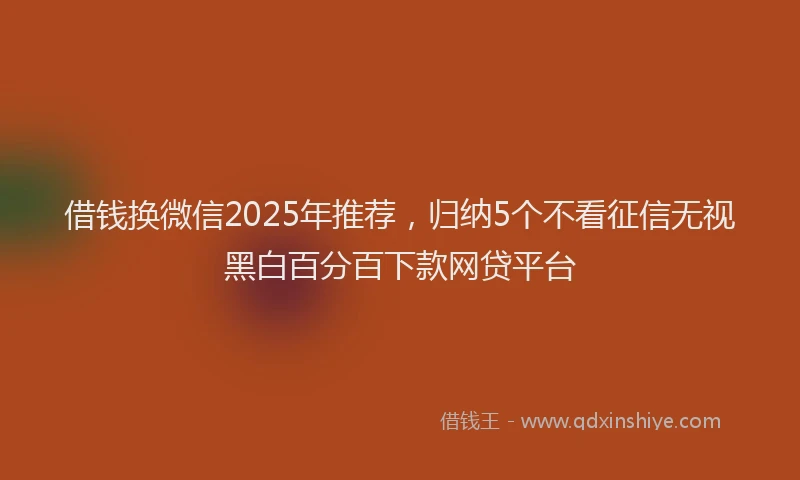 借钱换微信2025年推荐，归纳5个不看征信无视黑白百分百下款网贷平台