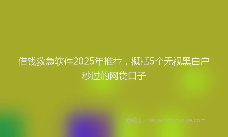 借钱救急软件2025年推荐，概括5个无视黑白户秒过的网贷口子