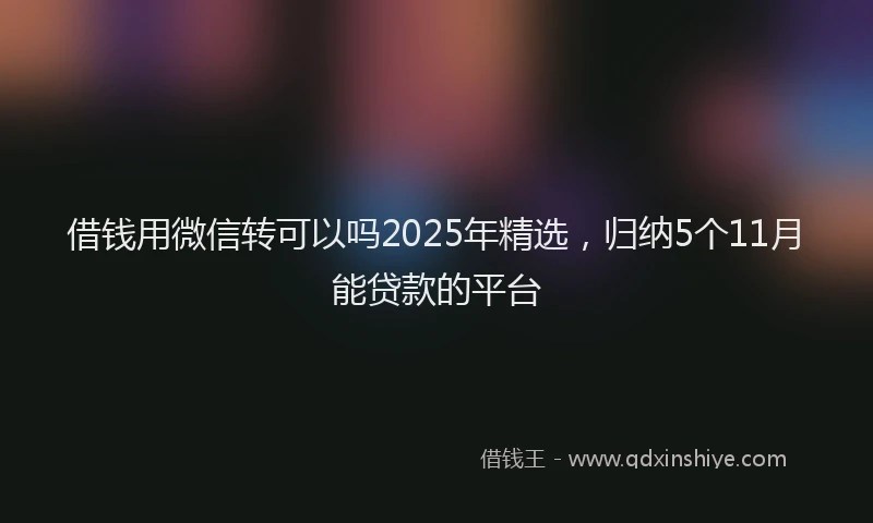 借钱用微信转可以吗2025年精选，归纳5个11月能贷款的平台