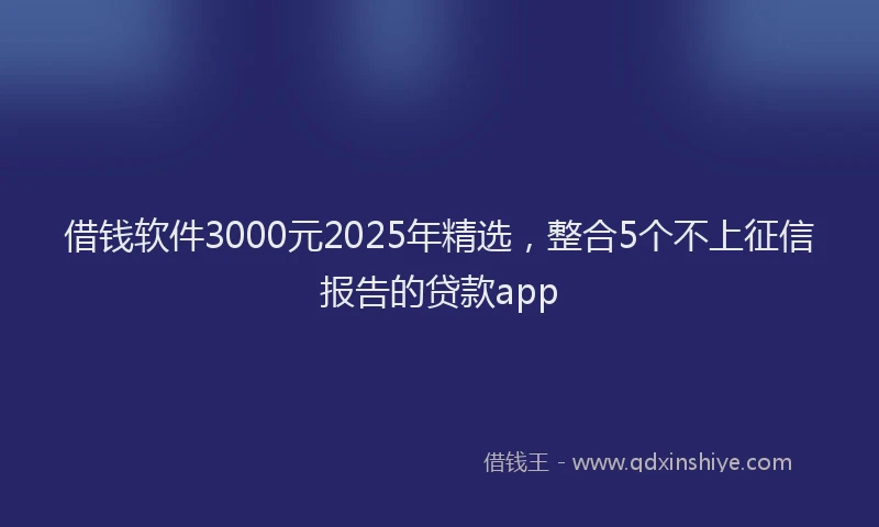 借钱软件3000元2025年精选，整合5个不上征信报告的贷款app