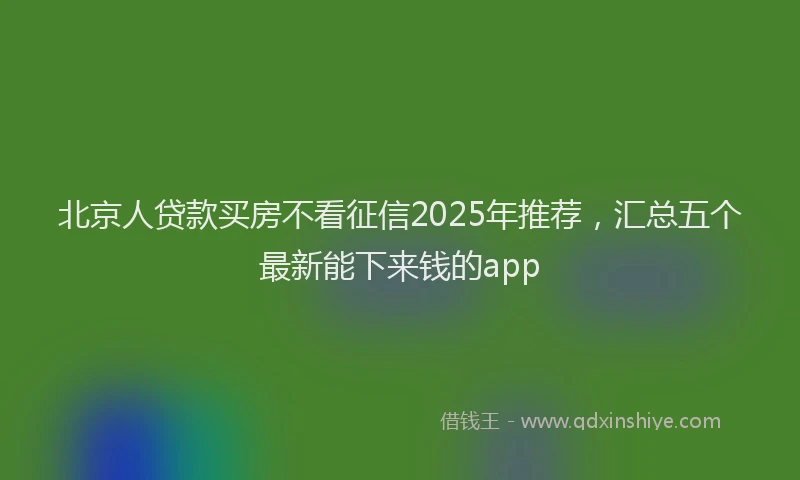 北京人贷款买房不看征信2025年推荐，汇总五个最新能下来钱的app