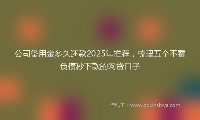 公司备用金多久还款2025年推荐，梳理五个不看负债秒下款的网贷口子
