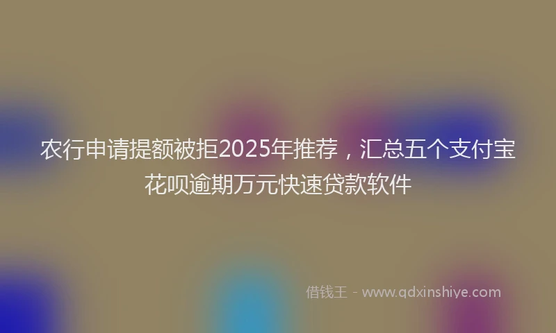 农行申请提额被拒2025年推荐，汇总五个支付宝花呗逾期万元快速贷款软件