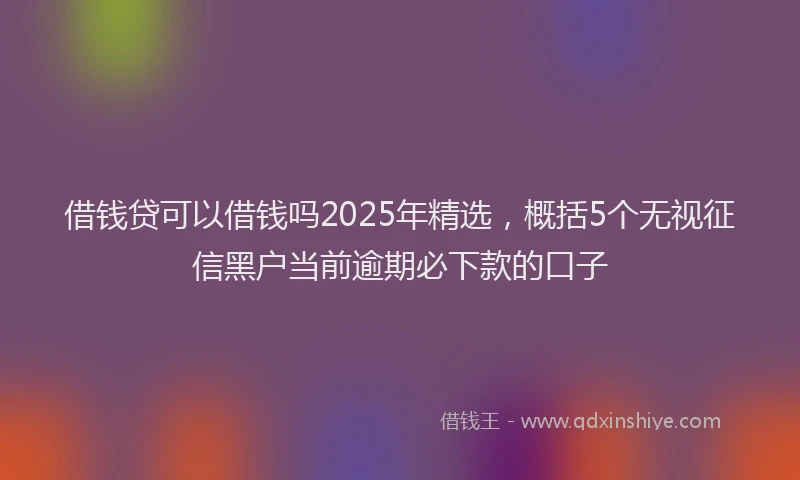 借钱贷可以借钱吗2025年精选，概括5个无视征信黑户当前逾期必下款的口子