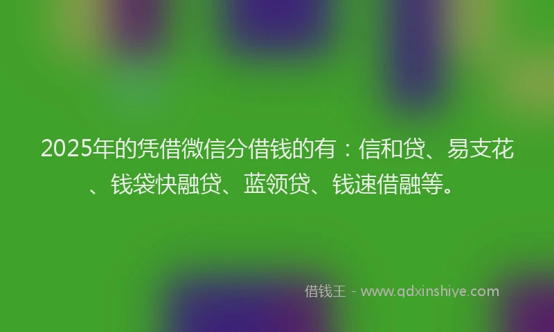 2025年的凭借微信分借钱的有：信和贷、易支花、钱袋快融贷、蓝领贷、钱速借融等。