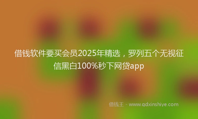 借钱软件要买会员2025年精选，罗列五个无视征信黑白100%秒下网贷app