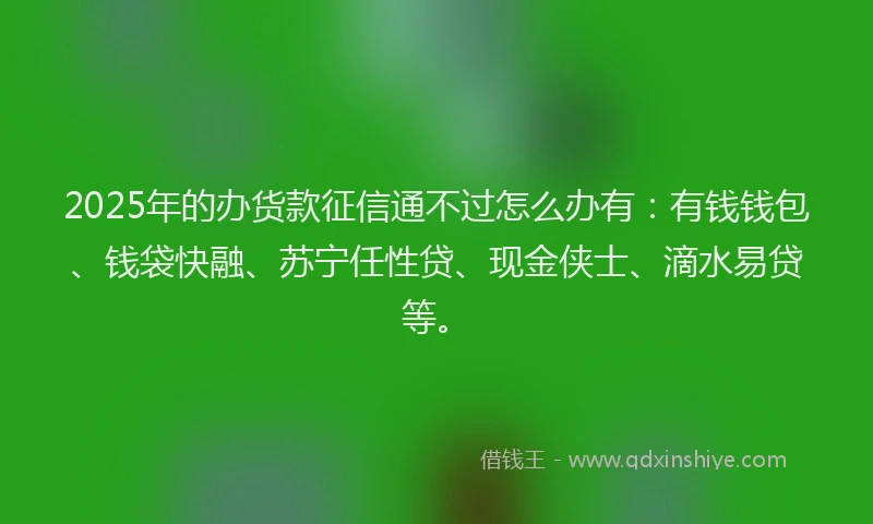 2025年的办货款征信通不过怎么办有：有钱钱包、钱袋快融、苏宁任性贷、现金侠士、滴水易贷等。