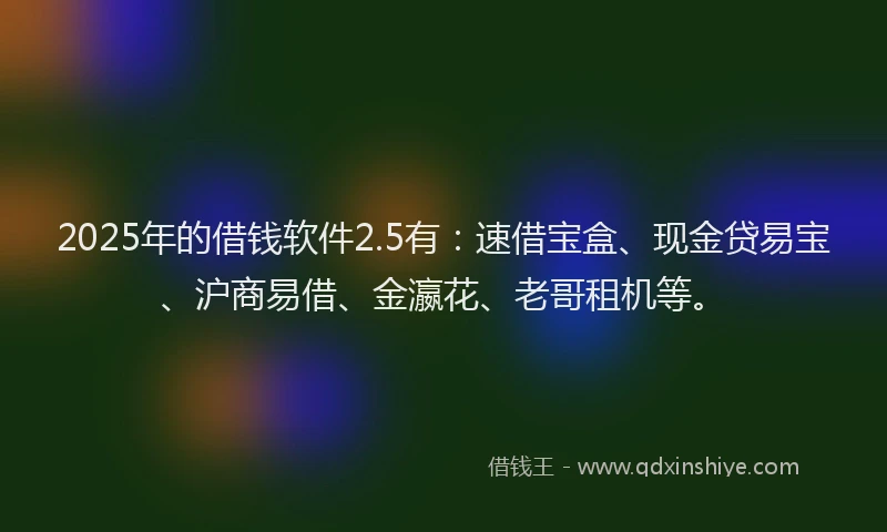 2025年的借钱软件2.5有：速借宝盒、现金贷易宝、沪商易借、金瀛花、老哥租机等。