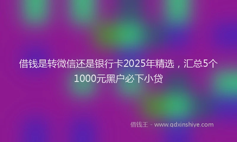 借钱是转微信还是银行卡2025年精选，汇总5个1000元黑户必下小贷