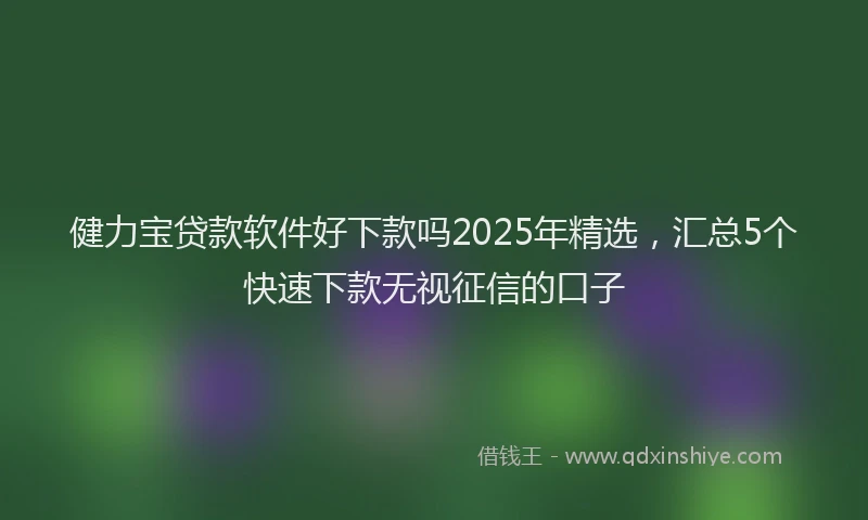 健力宝贷款软件好下款吗2025年精选，汇总5个快速下款无视征信的口子