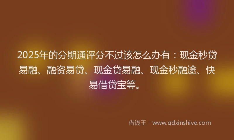 2025年的分期通评分不过该怎么办有：现金秒贷易融、融资易贷、现金贷易融、现金秒融途、快易借贷宝等。