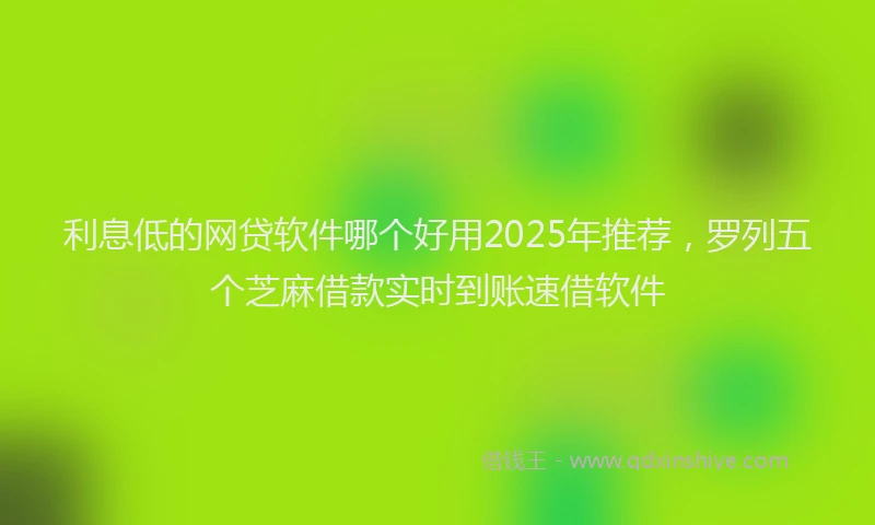 利息低的网贷软件哪个好用2025年推荐，罗列五个芝麻借款实时到账速借软件