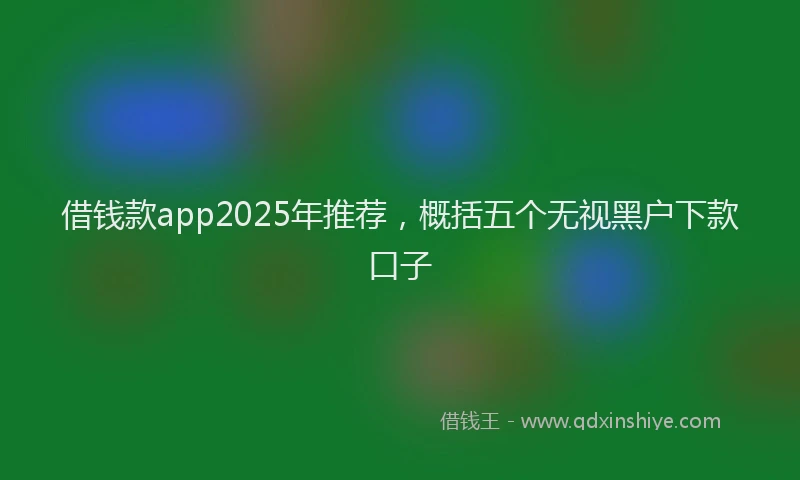 借钱款app2025年推荐，概括五个无视黑户下款口子