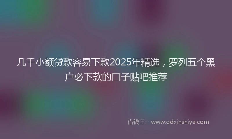几千小额贷款容易下款2025年精选，罗列五个黑户必下款的口子贴吧推荐