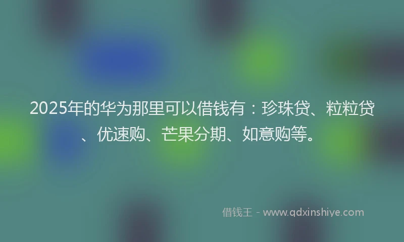 2025年的华为那里可以借钱有：珍珠贷、粒粒贷、优速购、芒果分期、如意购等。