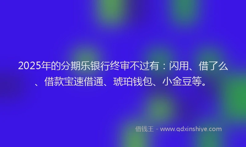2025年的分期乐银行终审不过有：闪用、借了么、借款宝速借通、琥珀钱包、小金豆等。