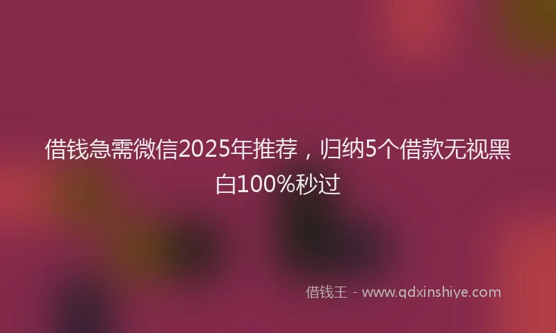 借钱急需微信2025年推荐，归纳5个借款无视黑白100%秒过