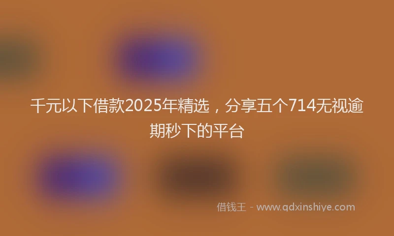 千元以下借款2025年精选，分享五个714无视逾期秒下的平台