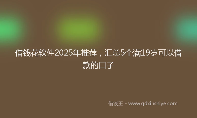 借钱花软件2025年推荐，汇总5个满19岁可以借款的口子