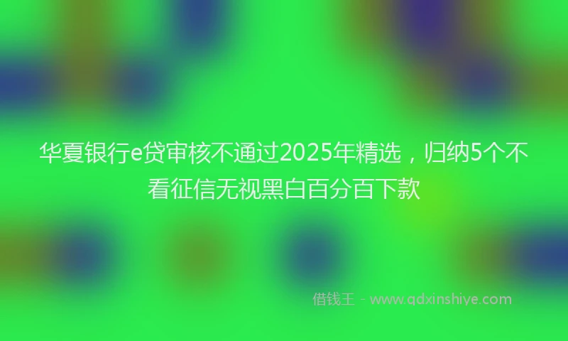 华夏银行e贷审核不通过2025年精选，归纳5个不看征信无视黑白百分百下款