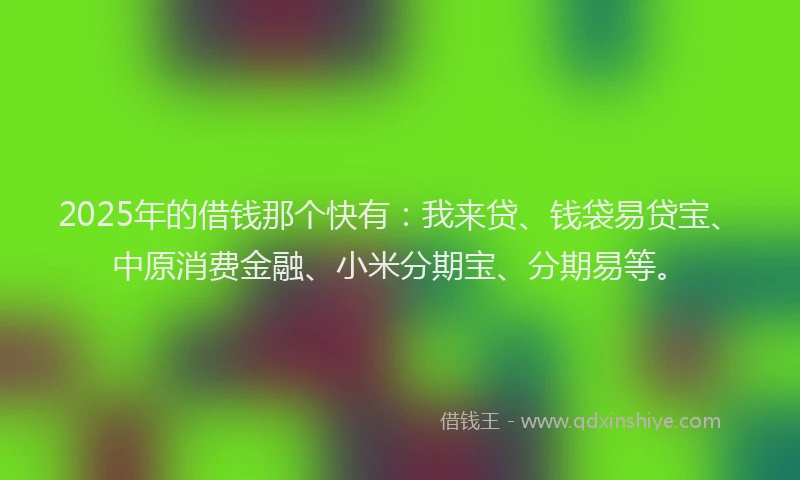 2025年的借钱那个快有：我来贷、钱袋易贷宝、中原消费金融、小米分期宝、分期易等。