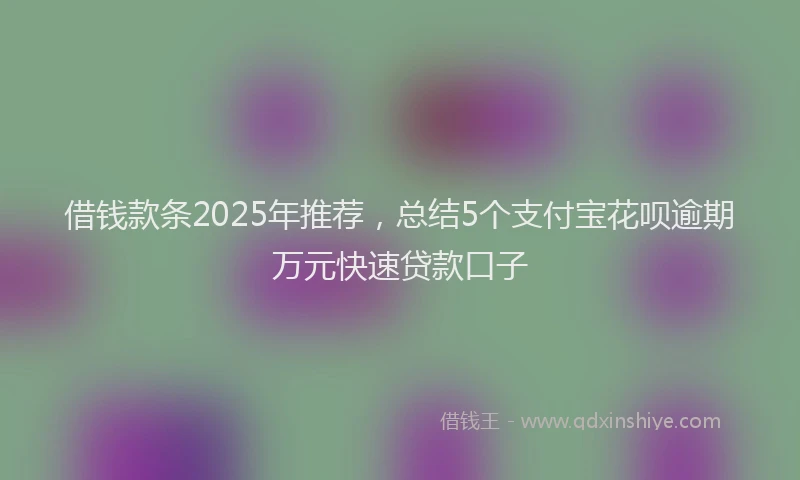 借钱款条2025年推荐，总结5个支付宝花呗逾期万元快速贷款口子