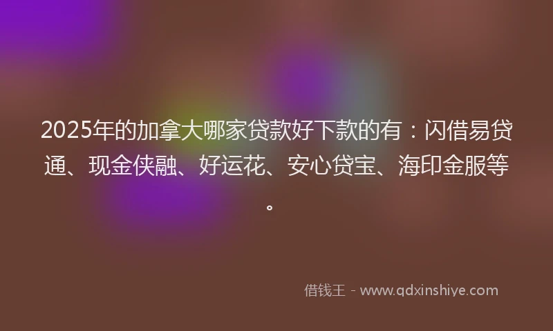 2025年的加拿大哪家贷款好下款的有：闪借易贷通、现金侠融、好运花、安心贷宝、海印金服等。