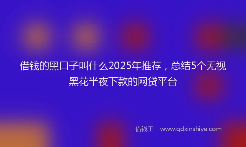 借钱的黑口子叫什么2025年推荐，总结5个无视黑花半夜下款的网贷平台