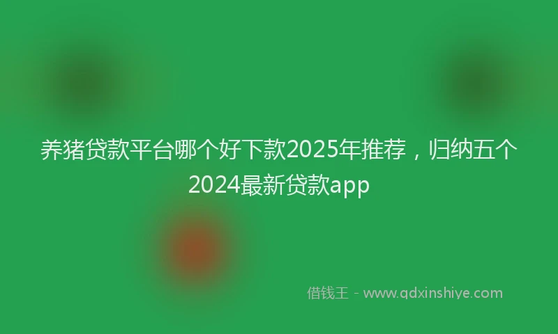 养猪贷款平台哪个好下款2025年推荐，归纳五个2024最新贷款app