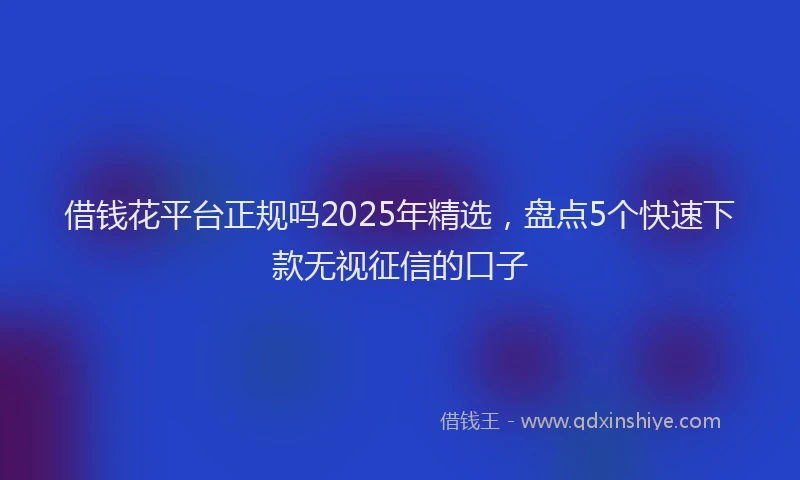 借钱花平台正规吗2025年精选，盘点5个快速下款无视征信的口子