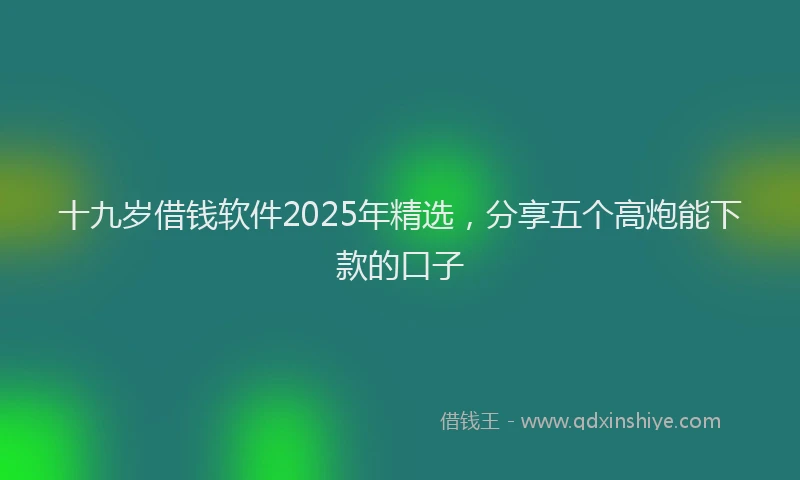 十九岁借钱软件2025年精选，分享五个高炮能下款的口子