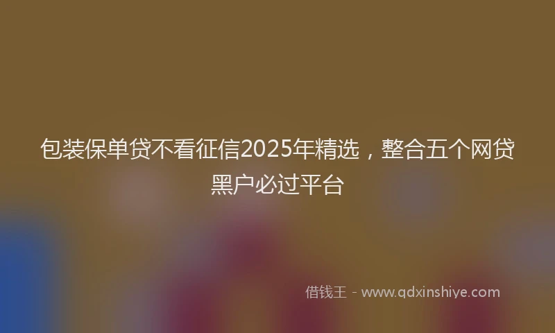 包装保单贷不看征信2025年精选，整合五个网贷黑户必过平台