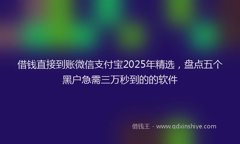 借钱直接到账微信支付宝2025年精选，盘点五个黑户急需三万秒到的的软件